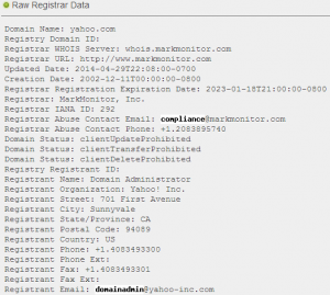 Hasil Whois Lookup Yahoo