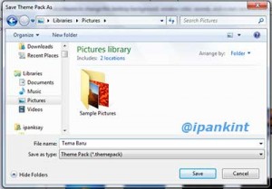 Menyimpan File Theme Windows 7