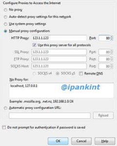 Masukkan IP Proxy di Firefox