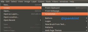 Menu Screenshot pada Gimp