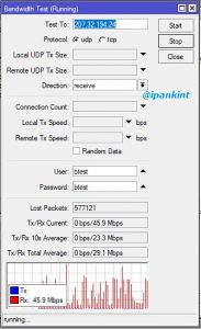 Bandwidth Test MikroTik ke Server Publik