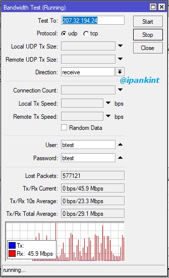Bandwidth Test MikroTik ke Server Publik